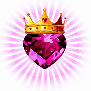 皇冠珠宝以皇冠结晶的心插画