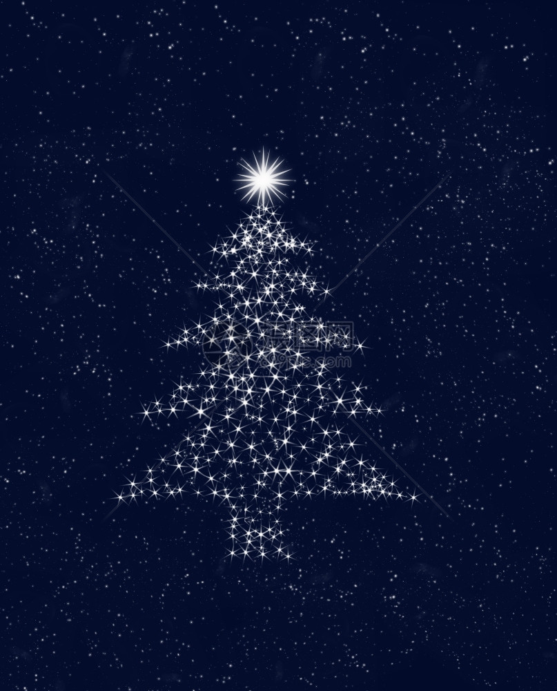 圣诞树由夜空中的星组成图片