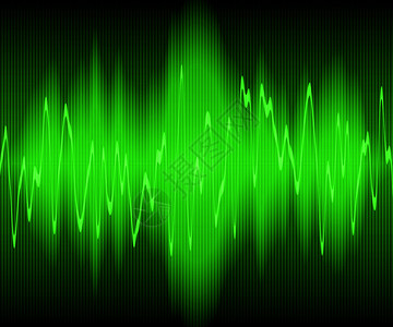 音频波浪黑色背景上波动的绿色声音背景