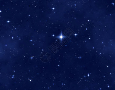 美丽的蓝星场亮闪的星和一颗明亮的圣诞星背景图片