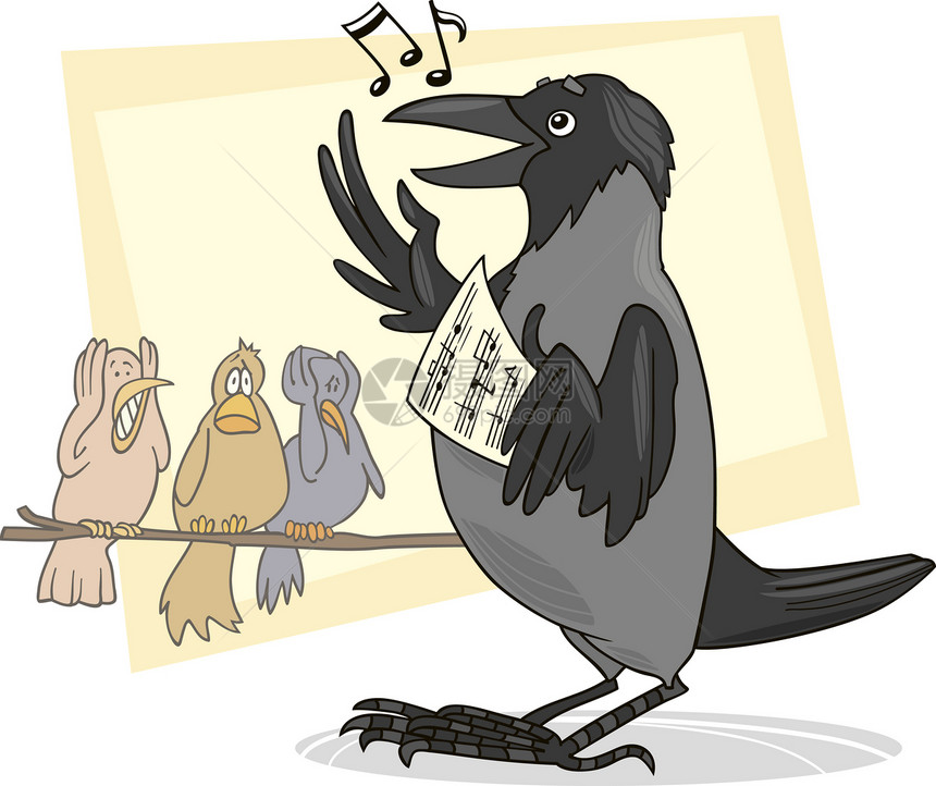 歌唱乌鸦和恶心鸟的插图图片