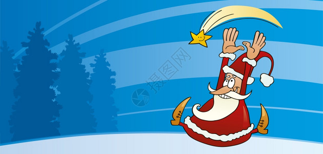 圣诞星的SantClus插图图片