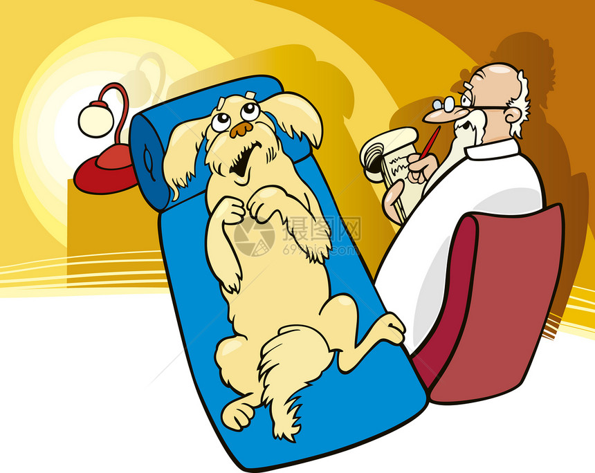 在心理治疗师中用狗做插图图片