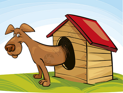 漫画中素材狗在窝中的插图背景