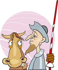 棕子卡通子和马的插图背景
