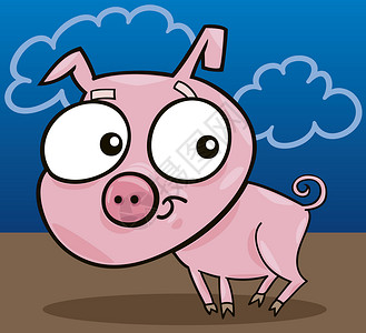 卡通可爱毕加猪可爱小猪的漫画插图背景