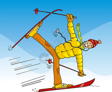 卡通博士五人滑雪时疯狂医生的幽默式滑雪漫画背景