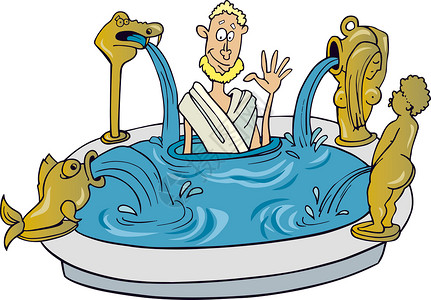 古代公民洗澡的罗姆语插图背景图片