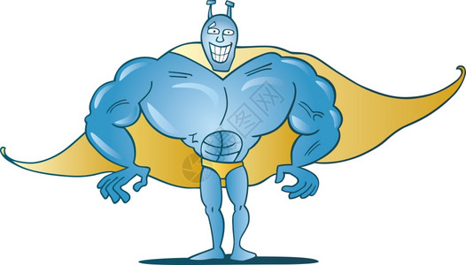 滑稽蓝色超级英雄的漫画插图背景图片