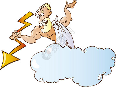 卡通的云Grek神宙斯灯光的漫画插图背景