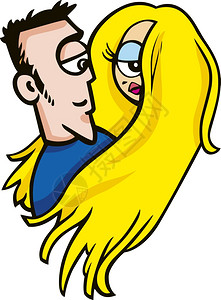 卡通情侣拥抱恋爱中的年轻情侣插图背景