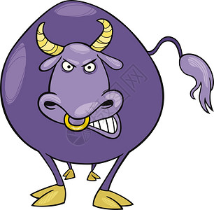 抗疫情卡通画愤怒公牛的漫画插图背景
