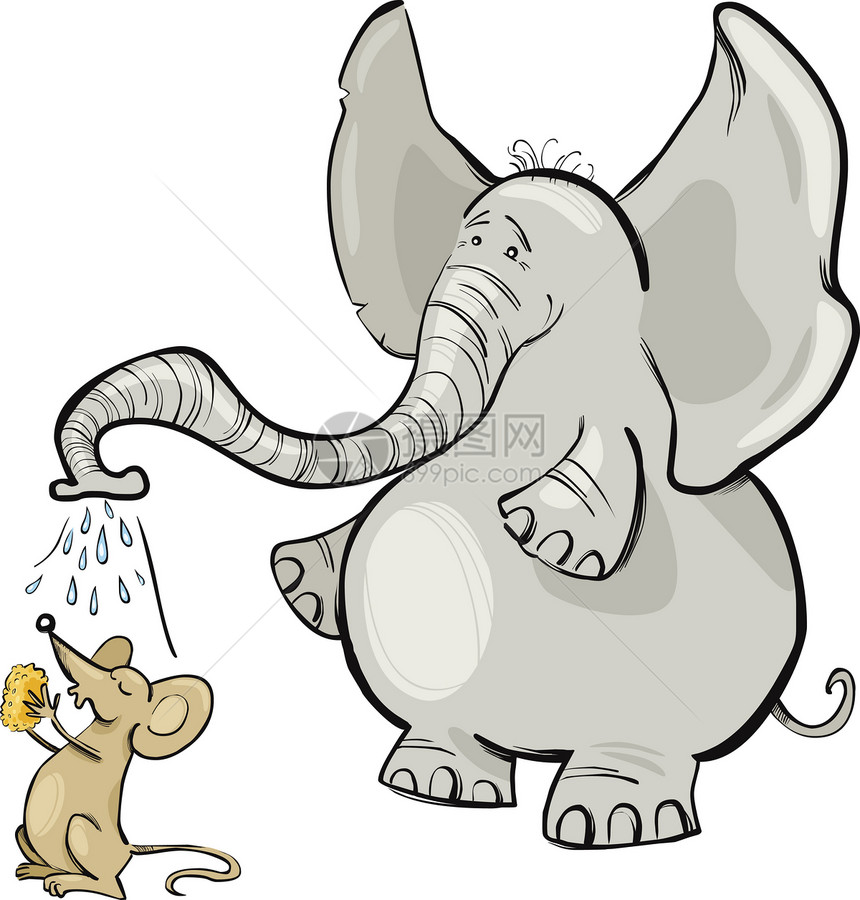 老鼠和大象的漫画插图图片