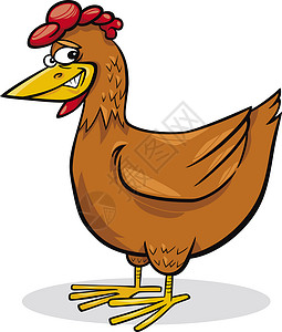 卡通母鸡滑稽农场鸡的幽默漫画插图背景