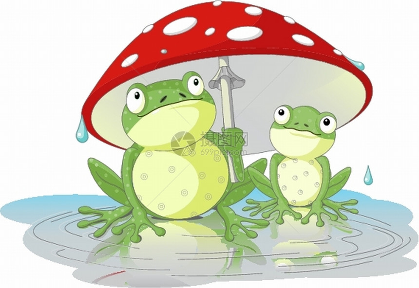 撑着蘑菇伞的青蛙图片
