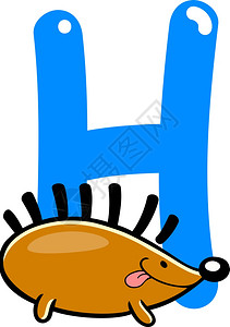 刺绣猪的H字母漫画插图图片