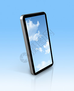 3D移动电话中的蓝色天空手机中的蓝色天空图片