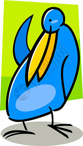 可爱蓝鸟的漫画涂鸦插图背景图片