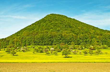 春天时小山的风景图片