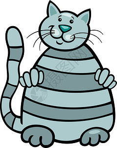 可爱灰色小猫卡通插图图片