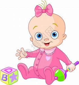 玩玩具的婴儿甜的女婴插画
