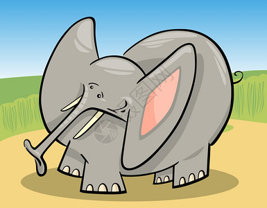 可爱灰象的幽默漫画插图图片