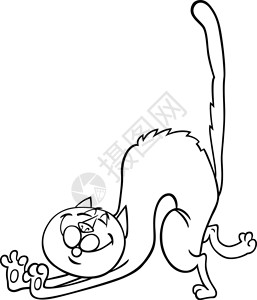 彩色书展快乐猫的漫画插图背景图片
