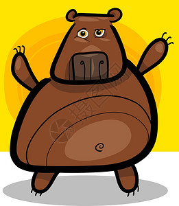 可爱棕灰熊漫画插图背景图片