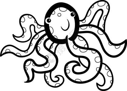 游动中章鱼彩色书中可爱章鱼的涂鸦插图背景
