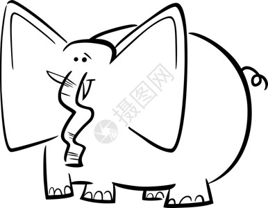 矢量卡通大象漫画幽默地为彩色书籍展示有趣的大象背景