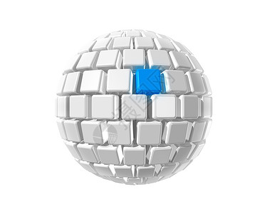由立方体制成的一个蓝色选定立方体由小制成的球图片