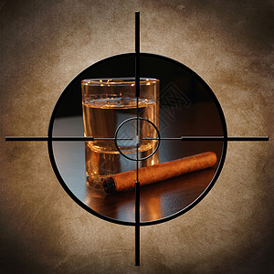 古巴雪茄酒精和雪茄目标背景