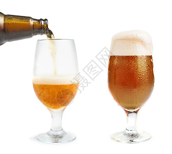 两杯啤酒的孤立摄影棚拍图片
