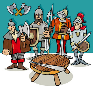 圆桌会议传奇骑士漫画插图背景图片