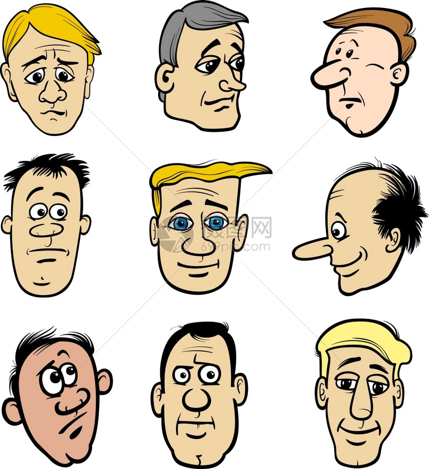 男子领导人物和情感或表达方式的漫画插图图片