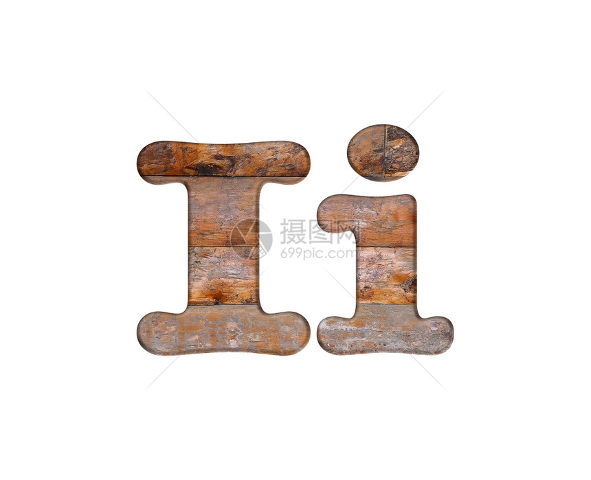 白色背景的木头用i字插图图片
