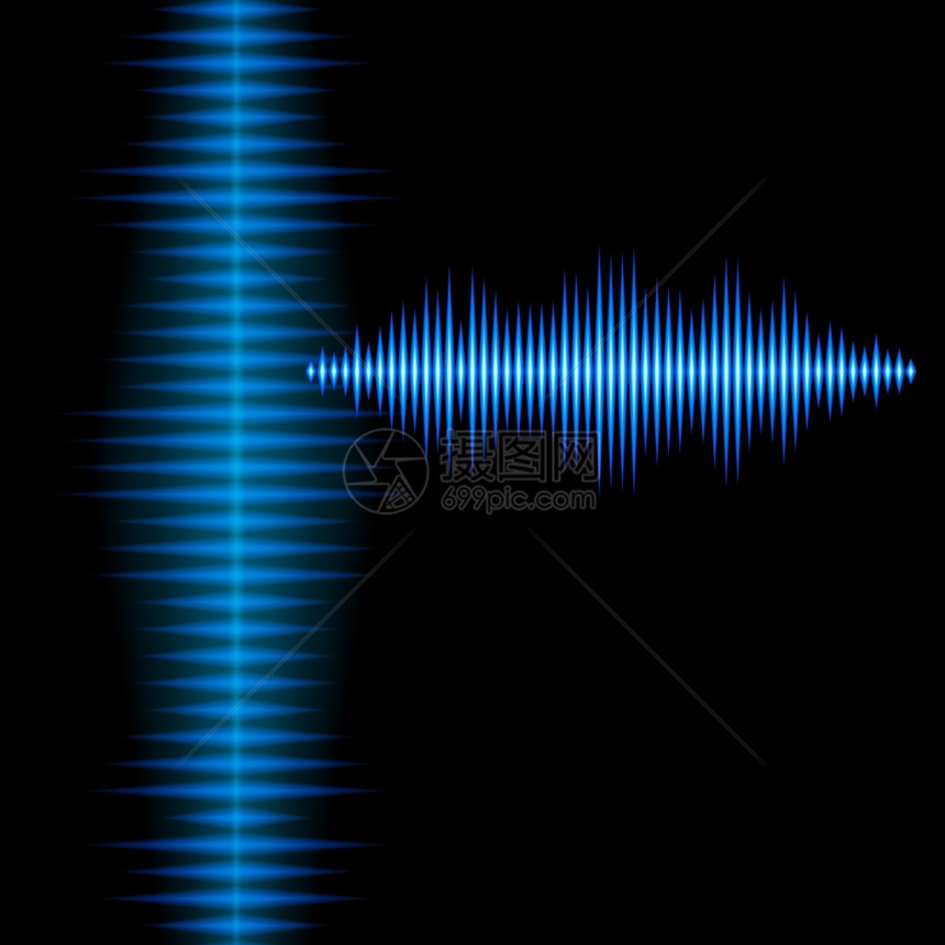 蓝色闪亮声音波形背景顶峰尖锐图片