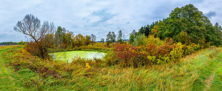 秋天湖边的公园风景图片
