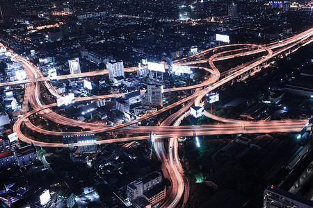 Bangko城市夜景鸟瞰图图片
