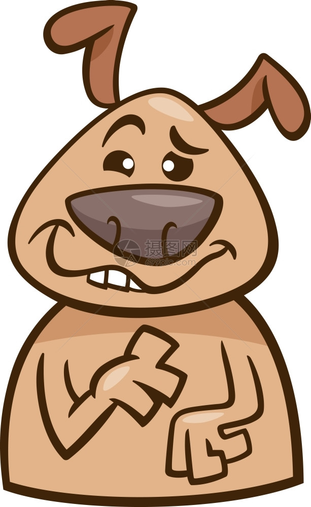 漫画插图滑狗表达愚蠢的情绪或图片