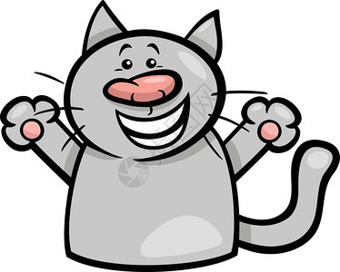 搞笑猫表达幸福情绪的漫画插图图片
