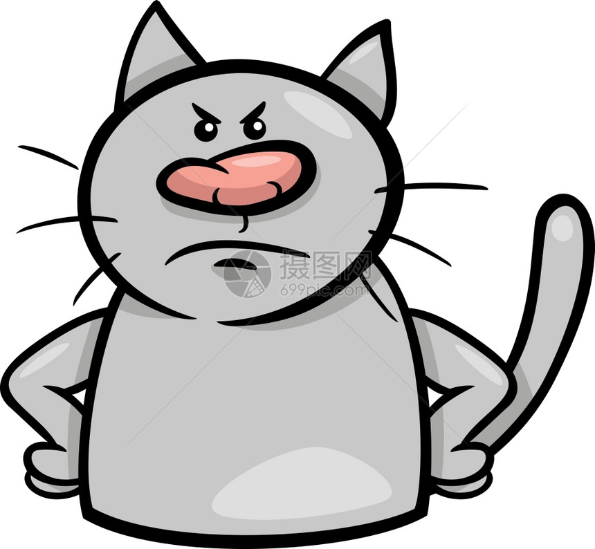 漫画插图搞笑猫表达愤怒情绪或图片