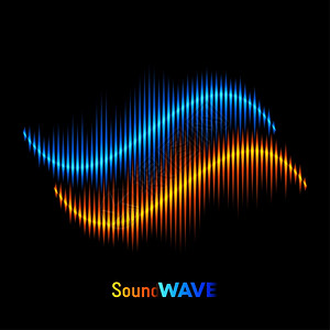 蓝色和橙音响或乐波形图片