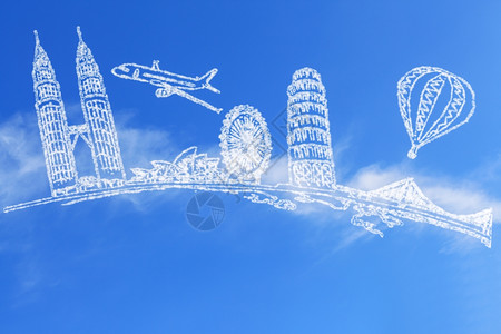 环游世界的飞机云图片