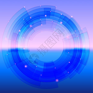 醋溜段具有蓝色段形圆环和火花的反现实背景设计图片