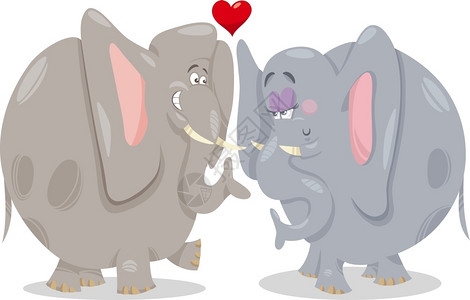 情人节卡通漫画插图可爱的大象图片