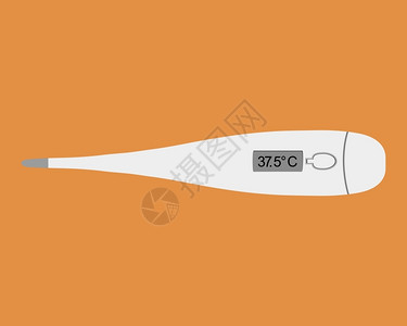 阿圭罗救主橙色背景数字临床温度计插画