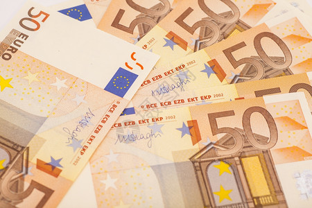 欧元货币现钞50欧元孤立的高清图片素材