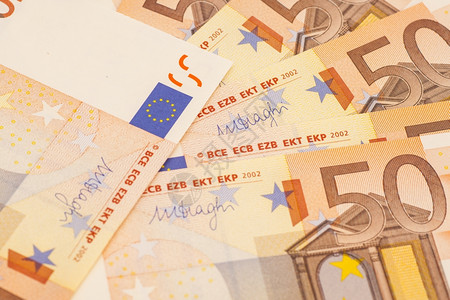 欧元货币现钞50欧元工资高清图片素材