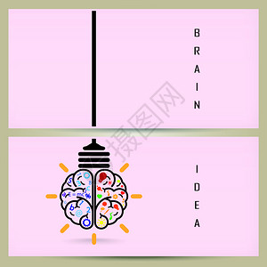 创意大脑思想和灯泡横幅概念图片